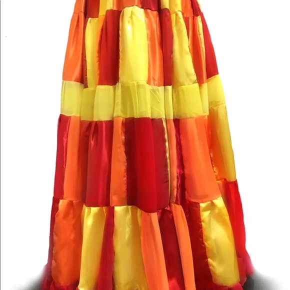 Satin chiffon patchwork skirt. Fire colors. Ameynra design for cosplay or dance - Picture 2 of 2
